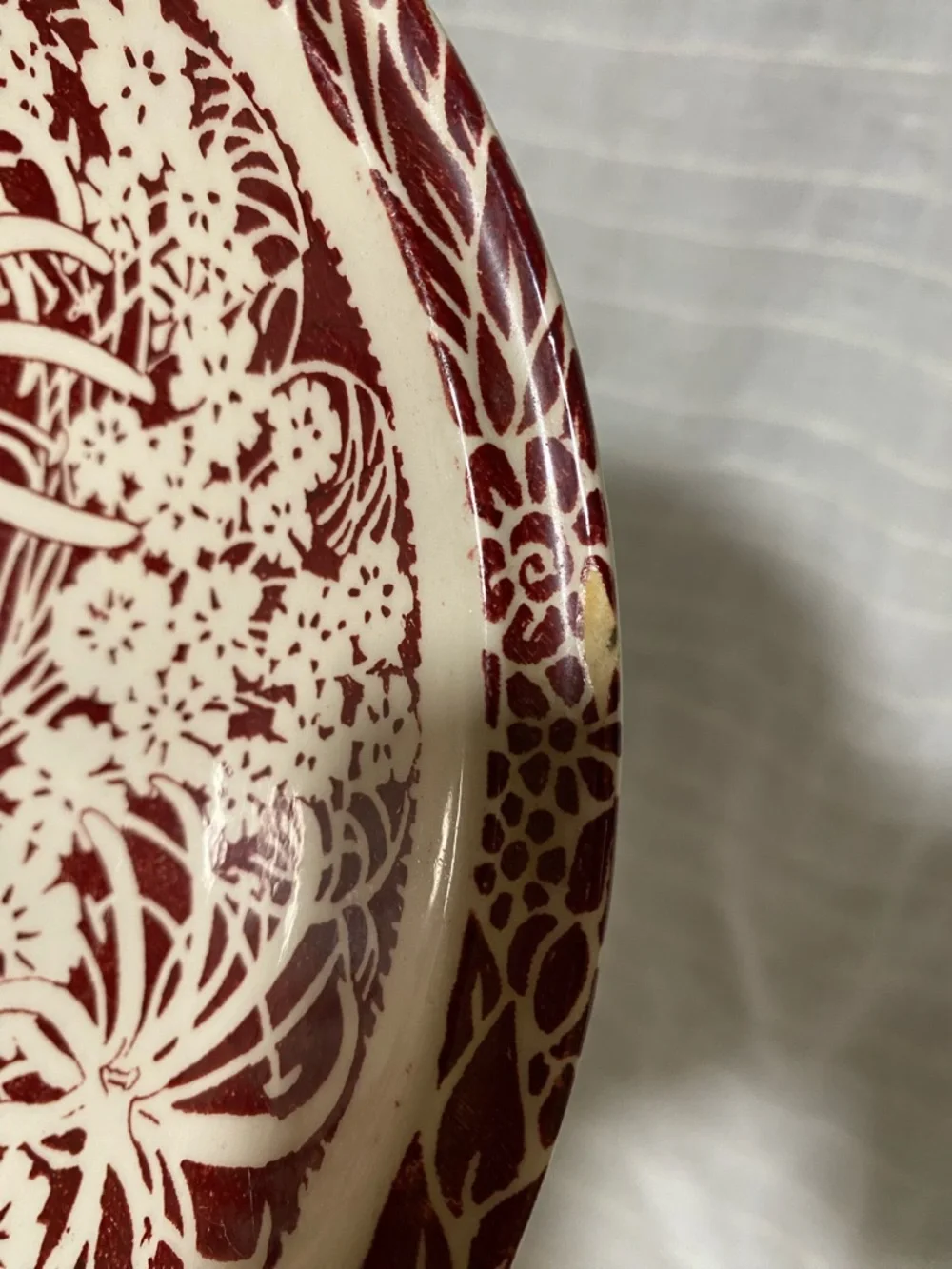 ALOHAS Red and Cream Floral Ceramic Bowl - Picture 9 of 10